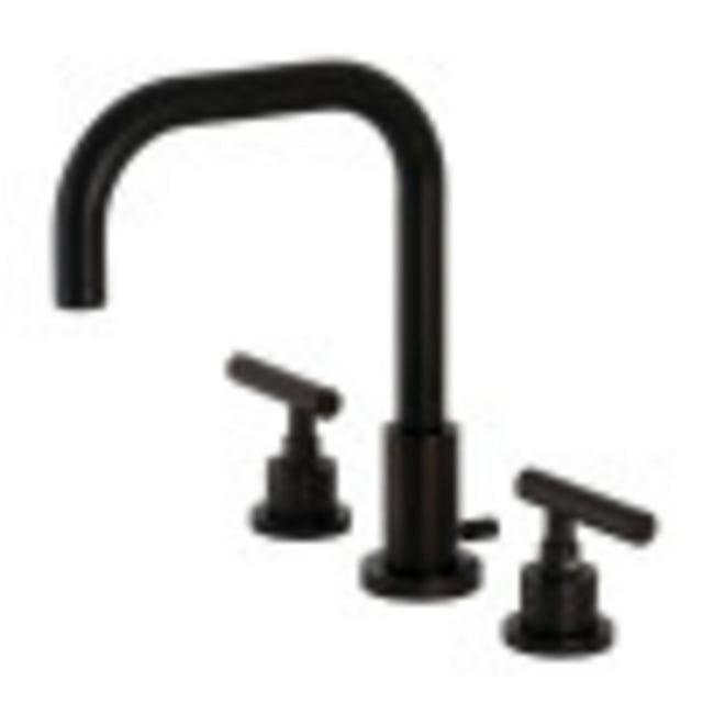 Kingston Brass Manhattan Two-Handle 3-Hole Deck Mount Widespread Bathroom Faucet with Brass Pop-Up Drain