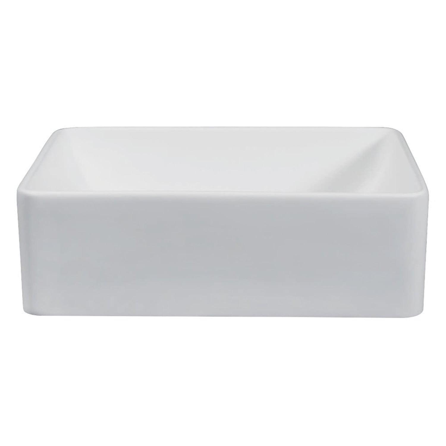 Matte White Stone Rectangular Vessel Sink