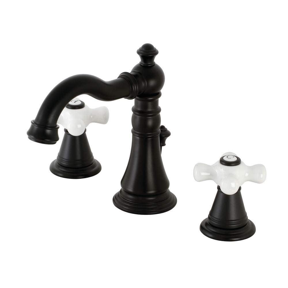 Kingston Brass FSC1970APX American Classic Widespread Bathroom Faucet with Brass Pop-Up, Matte Black