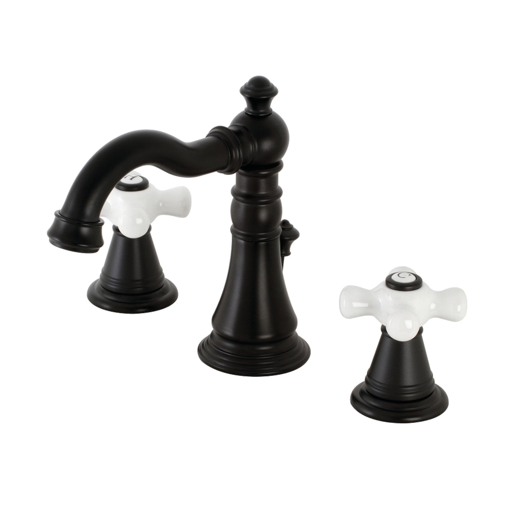 Kingston Brass FSC1970APX American Classic Widespread Bathroom Faucet with Brass Pop-Up, Matte Black