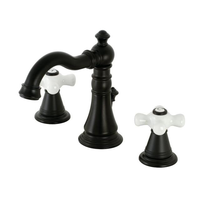Kingston Brass FSC1970APX American Classic Widespread Bathroom Faucet with Brass Pop-Up, Matte Black
