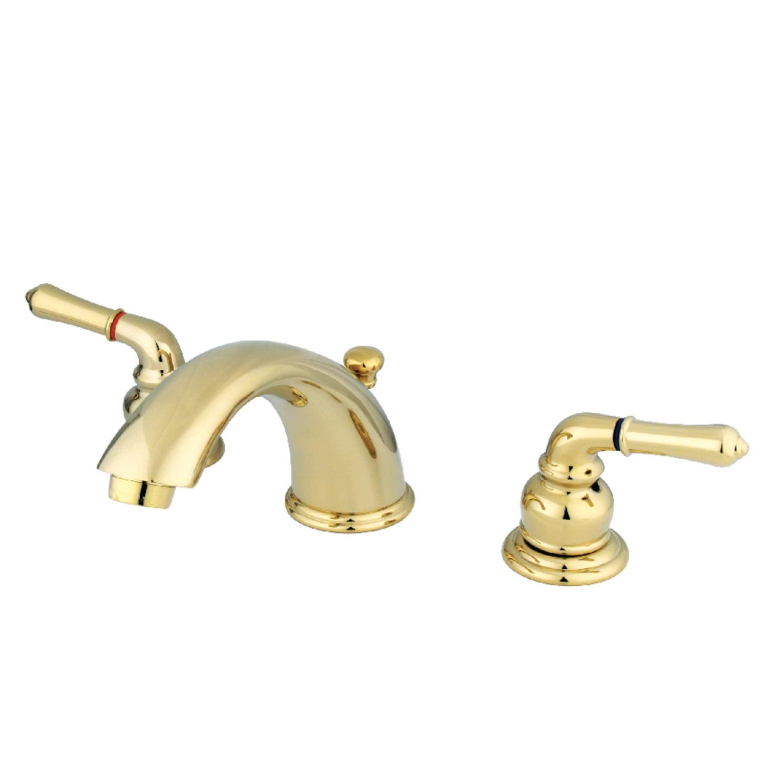 Polished Brass Widespread Bathroom Faucet with Lever Handles