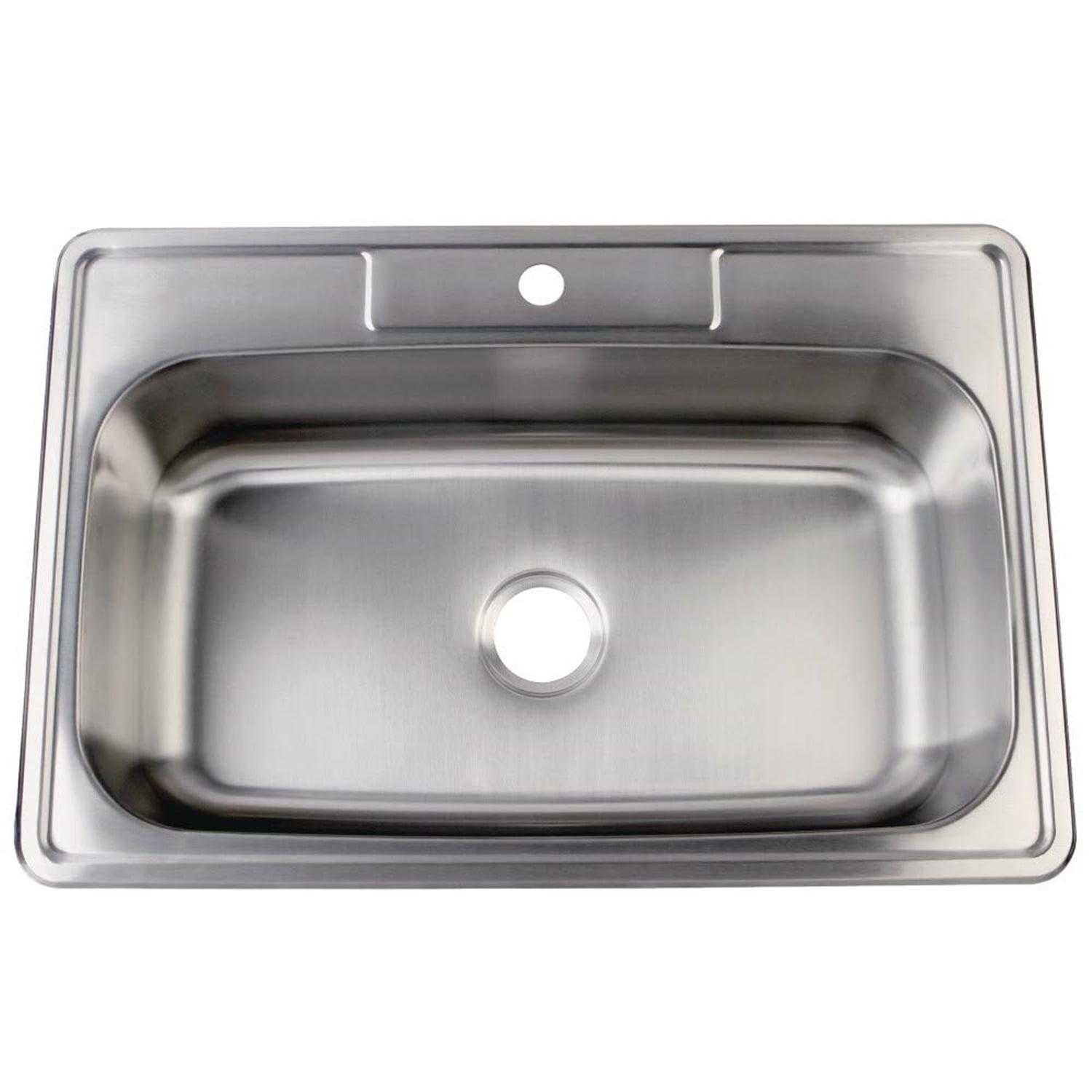 Kingston Brass Studio 33-Inch Stainless Steel Self-Rimming 1-Hole Single Bowl Drop-In Kitchen Sink