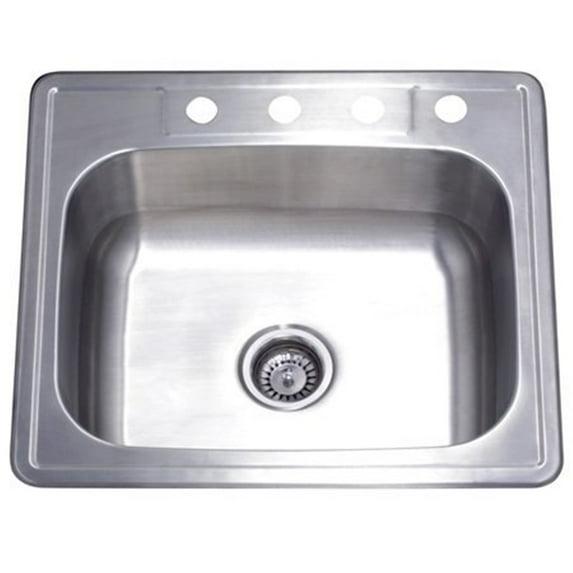 Kingston Brass Studio 25-Inch Stainless Steel Self-Rimming 4-Hole Single Bowl Drop-In Kitchen Sink