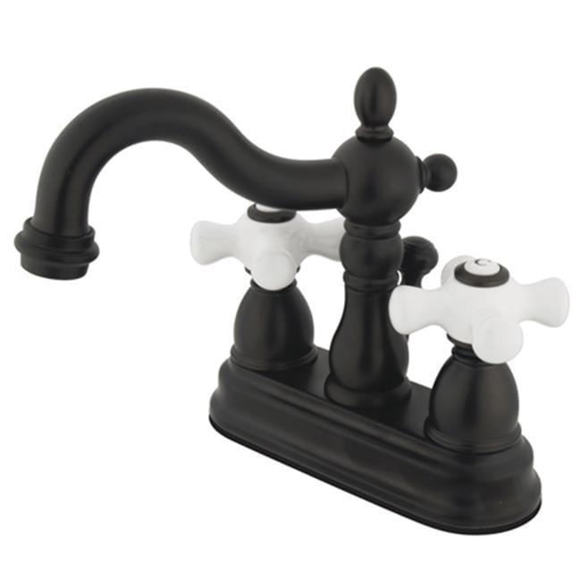 Kingston Brass KB1605PX Kingston Brass Heritage Two-Handle 3-Hole Deck Mount 4" Centerset Bathroom Faucet with Plastic Pop-Up