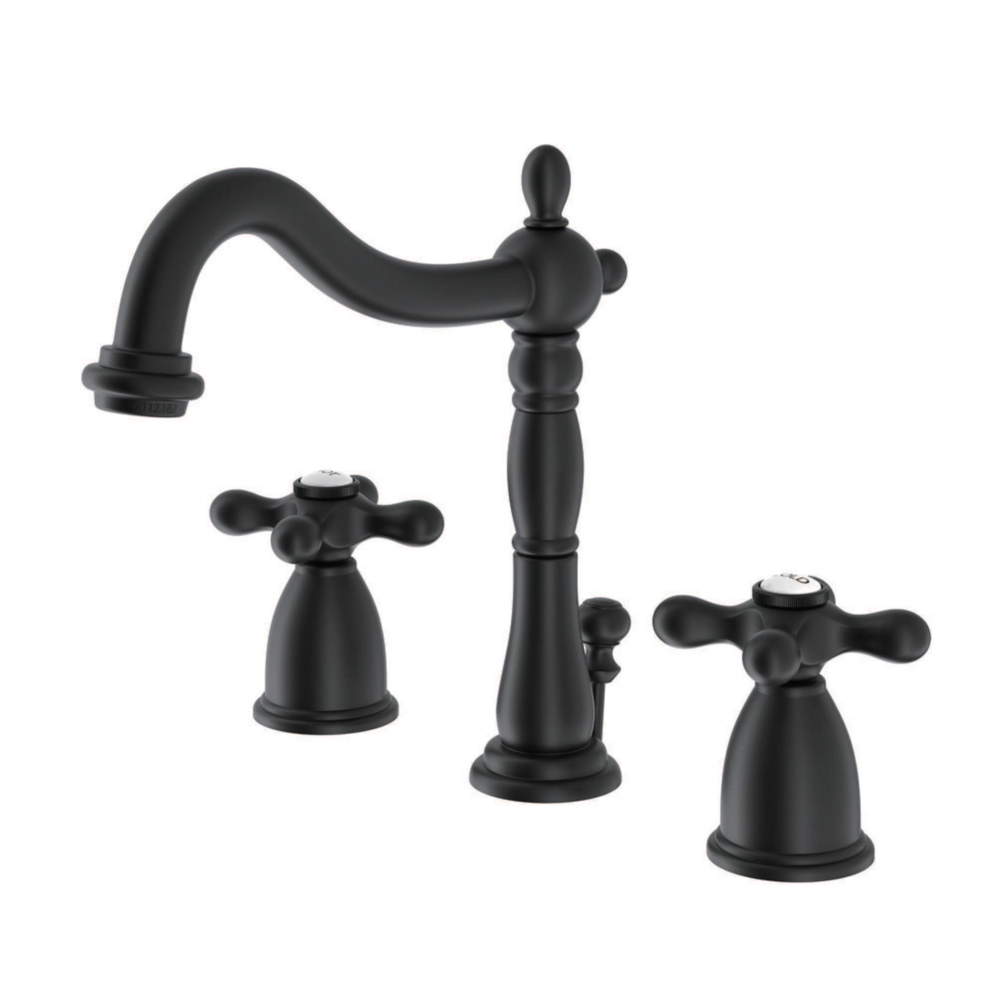 Kingston Brass Heritage Two-Handle 3-Hole Deck Mount Widespread Bathroom Faucet with Pop-Up Drain