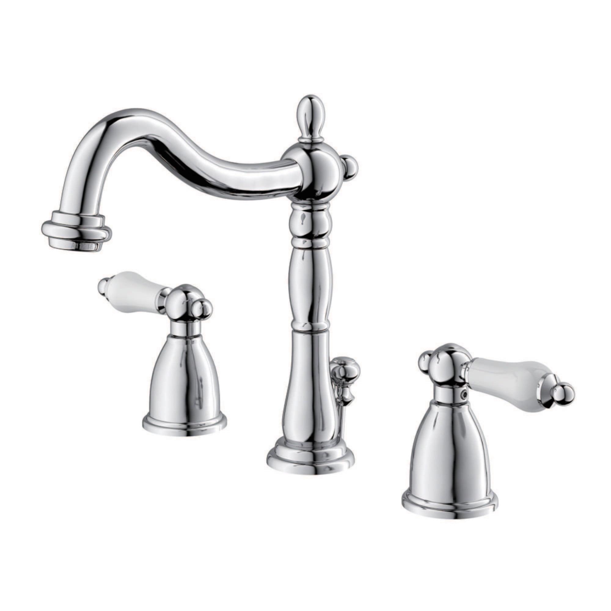 Kingston Brass Heritage Two-Handle 3-Hole Deck Mount Widespread Bathroom Faucet with Pop-Up Drain