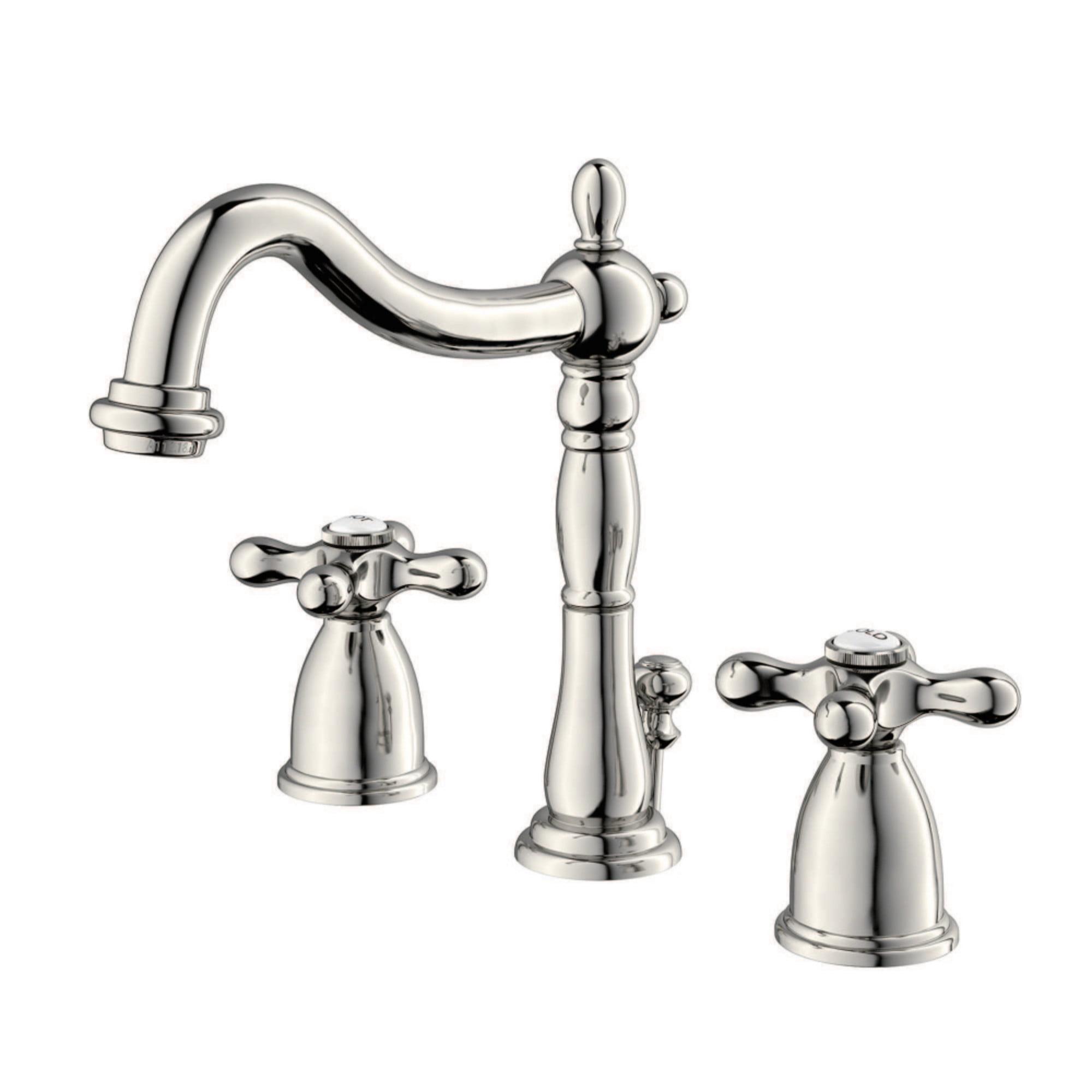 Kingston Brass Heritage Two-Handle 3-Hole Deck Mount Widespread Bathroom Faucet with Pop-Up Drain