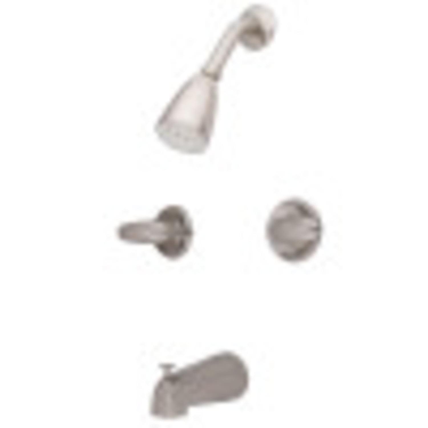 Brushed Nickel Multi-Head Wall Mounted Tub and Shower Faucet