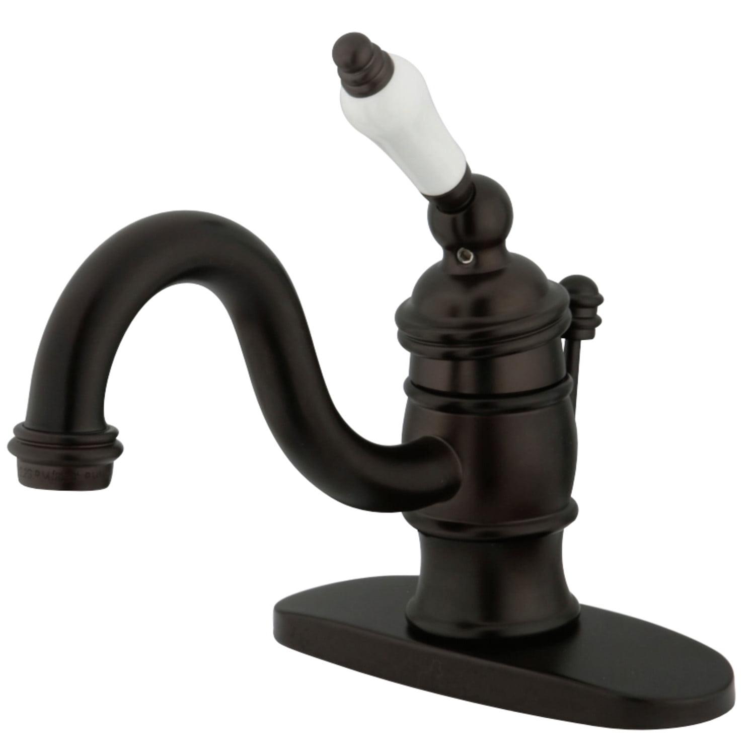 Kingston Brass Victorian Single-Handle 1-Hole Deck Mount Bathroom Faucet with Plastic Pop-Up