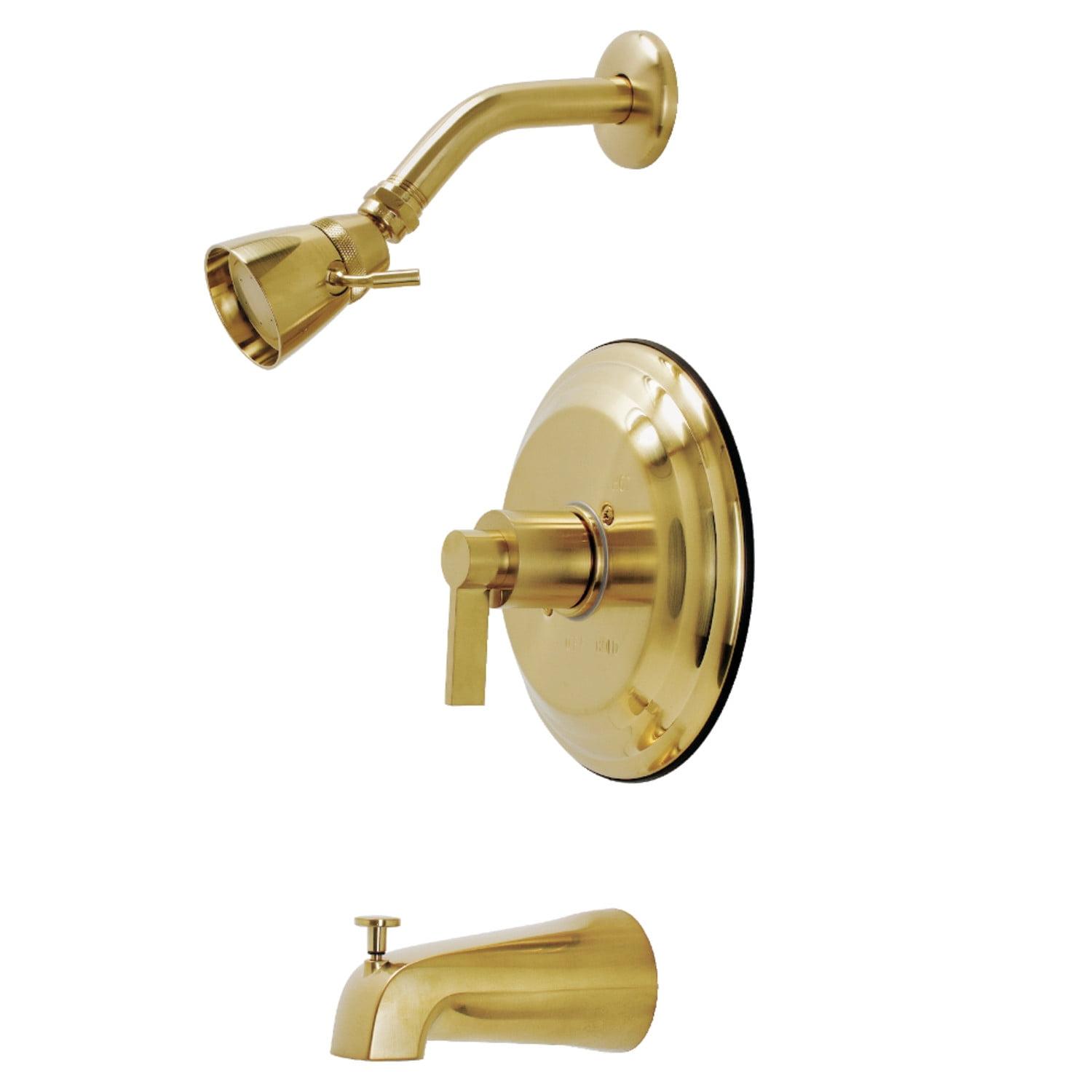 Modern Brushed Brass Wall-Mounted Tub and Shower Faucet