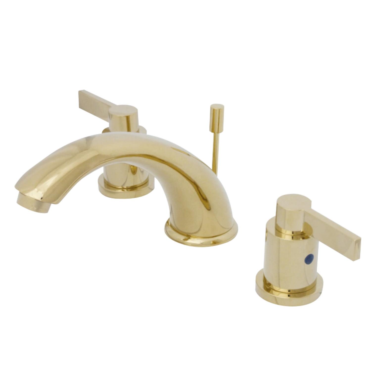 Polished Brass Widespread Bathroom Sink Faucet with Pop-Up Drain