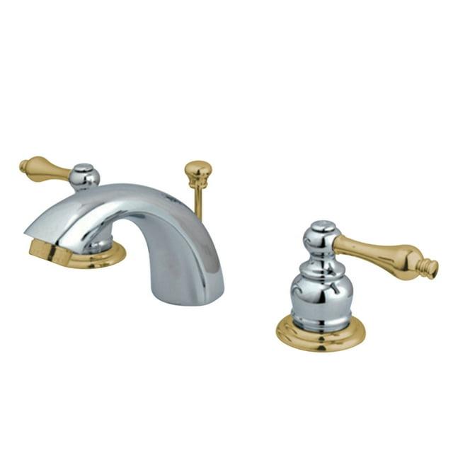 Kingston Brass Victorian Two-Handle 3-Hole Deck Mount Mini-Widespread Bathroom Faucet with Plastic Pop-Up