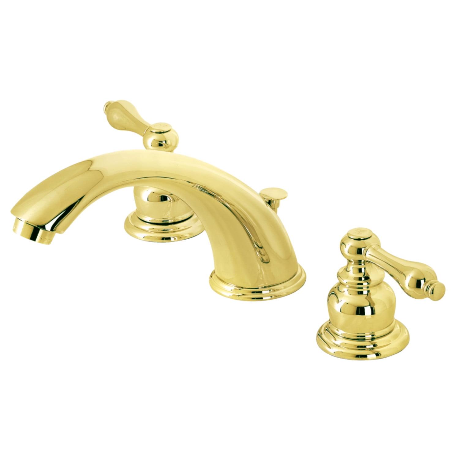 Victorian Polished Brass Widespread Bathroom Faucet with Brass Pop-Up Drain