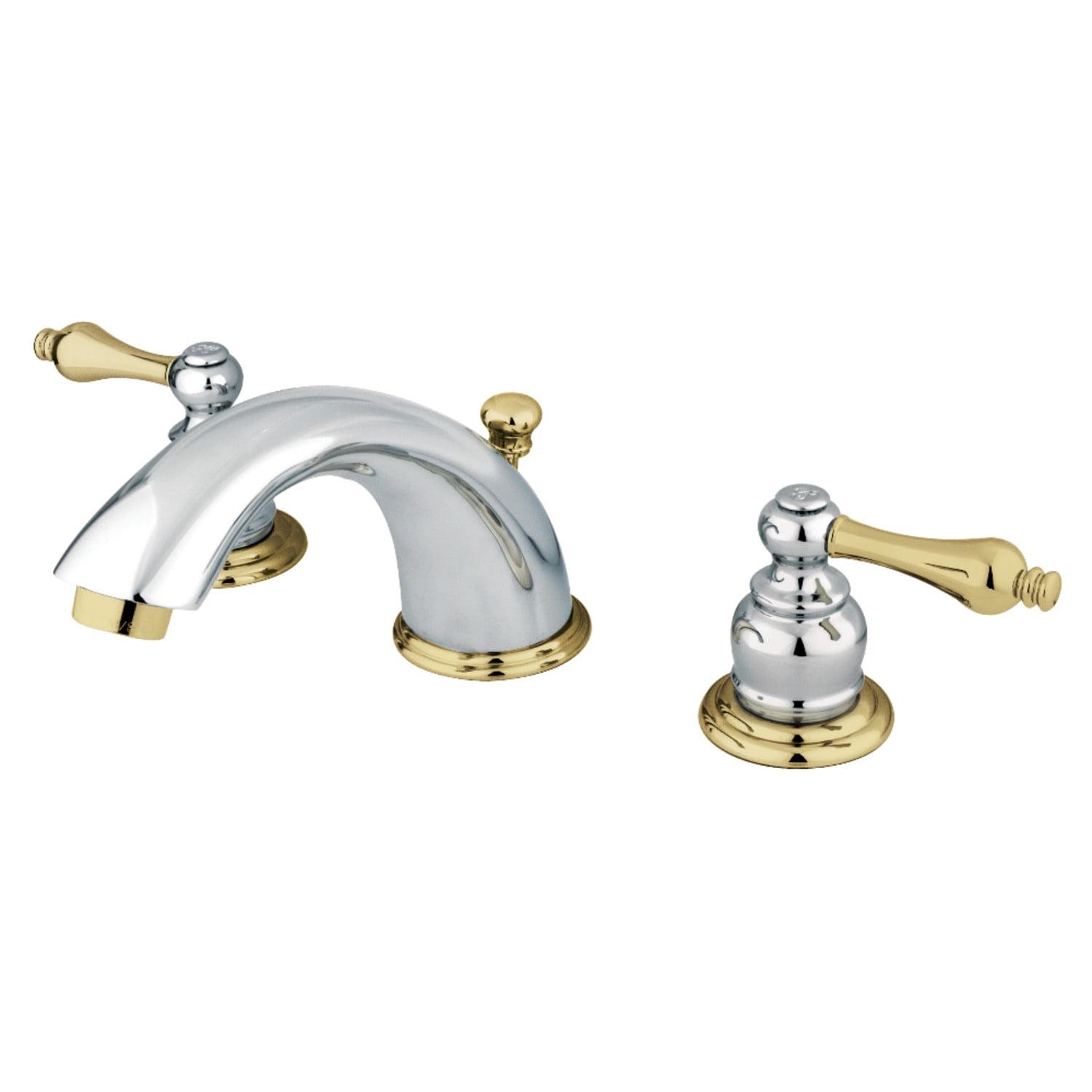 Victorian Polished Chrome and Brass Widespread Bathroom Faucet