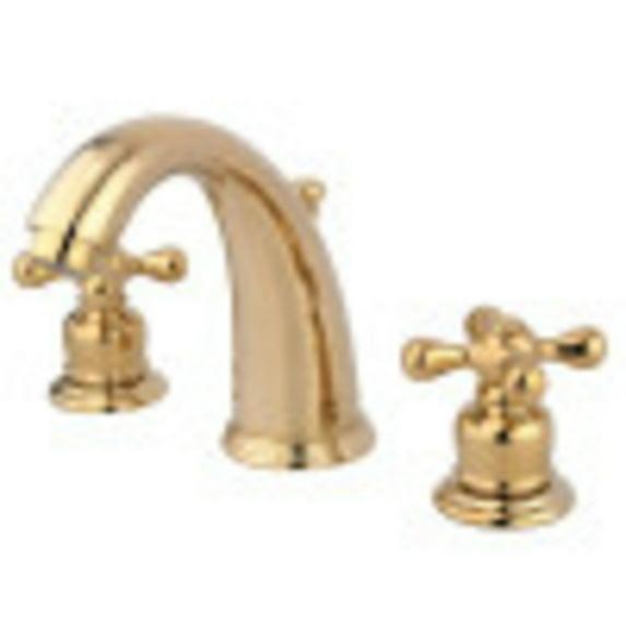 Kingston Brass Victorian Two-Handle 3-Hole Deck Mount Widespread Bathroom Faucet with Retail Pop-Up Drain