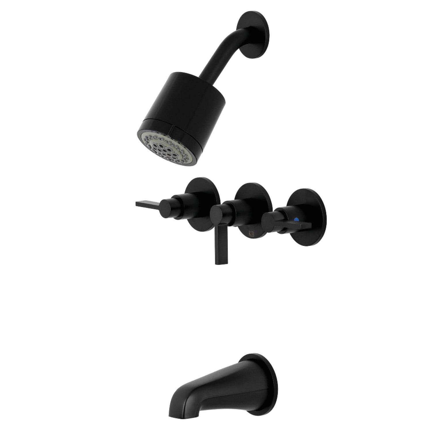 Kingston Brass NuvoFusion Triple-Handle Tub and Shower Faucet