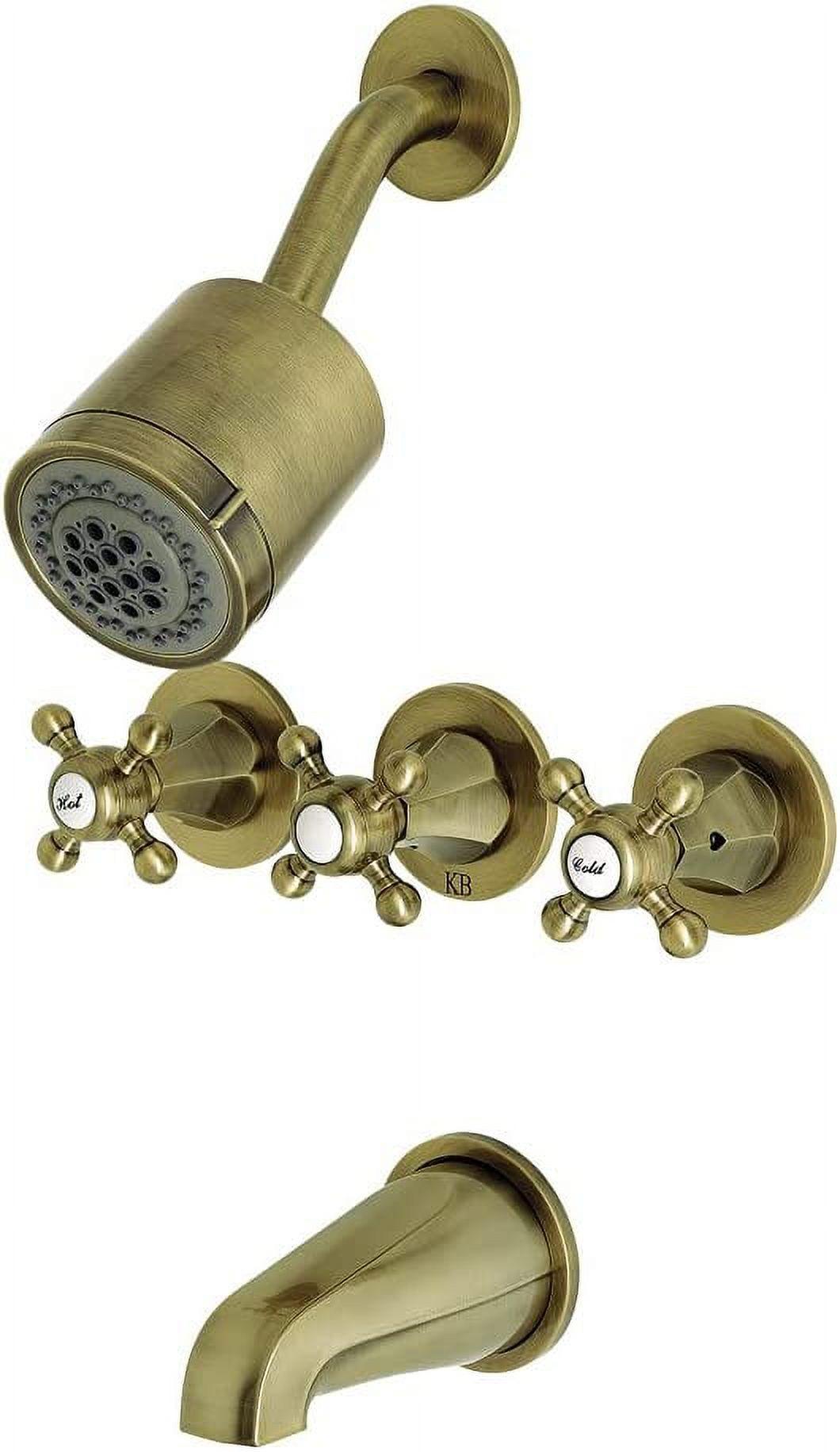 Antique Brass Wall Mounted Tub and Shower Faucet Set