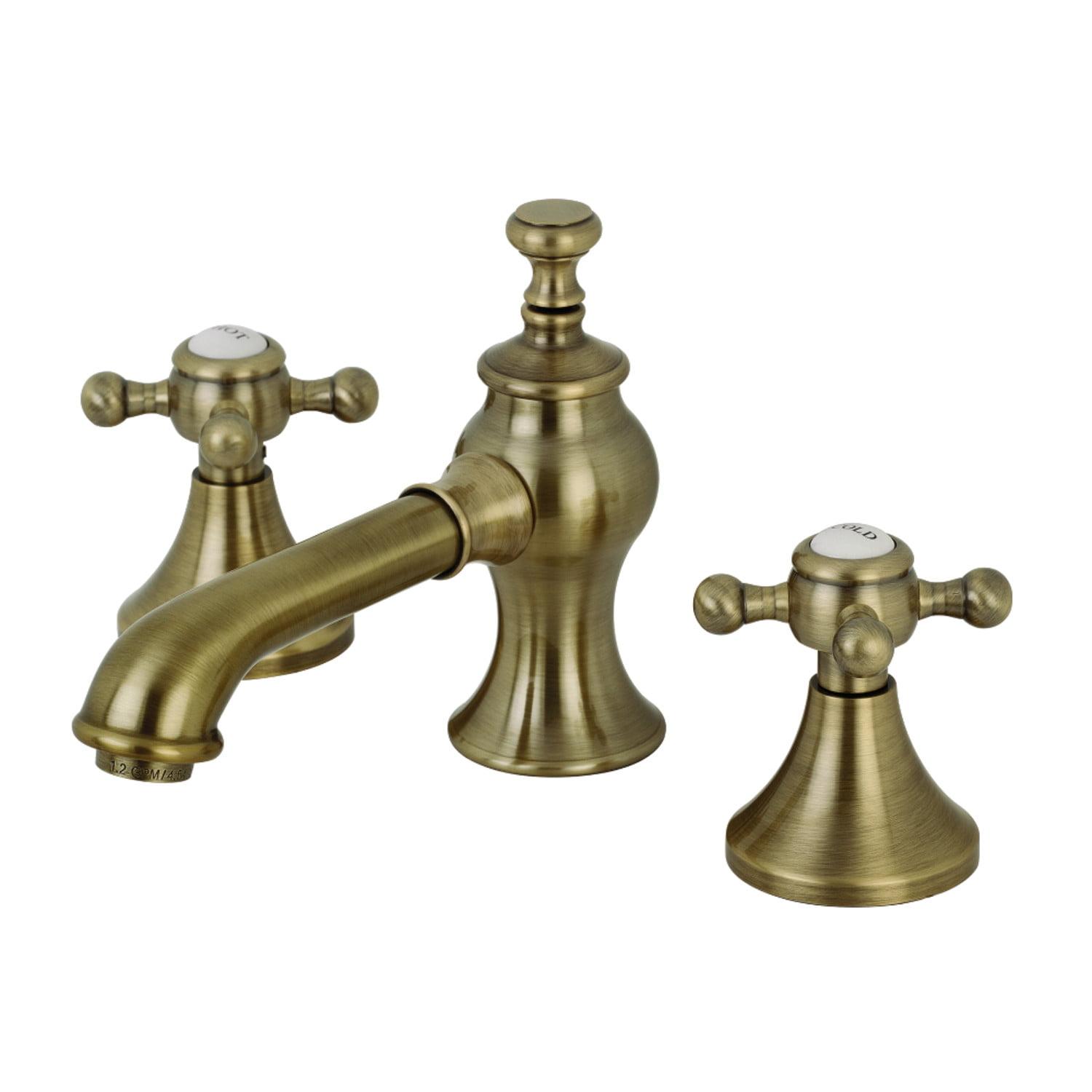 English Country Lavatory Widespread Bathroom Faucet with Drain Assembly