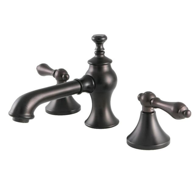 Kingston Brass Vintage Two-Handle 3-Hole Deck Mount Widespread Bathroom Faucet with Brass Pop-Up Drain