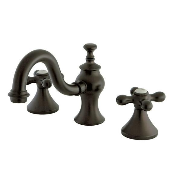 Kingston Brass Vintage Two-Handle 3-Hole Deck Mount Widespread Bathroom Faucet with Brass Pop-Up Drain