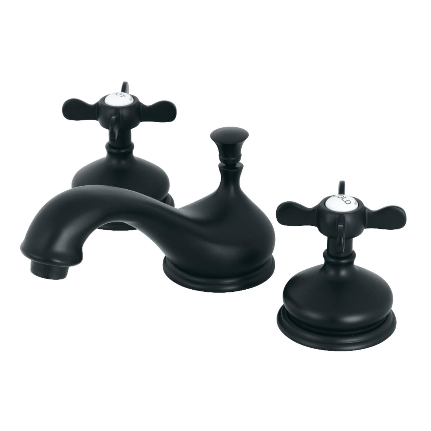 Kingston Brass Essex Two-Handle 3-Hole Deck Mount Widespread Bathroom Faucet with Brass Pop-Up Drain