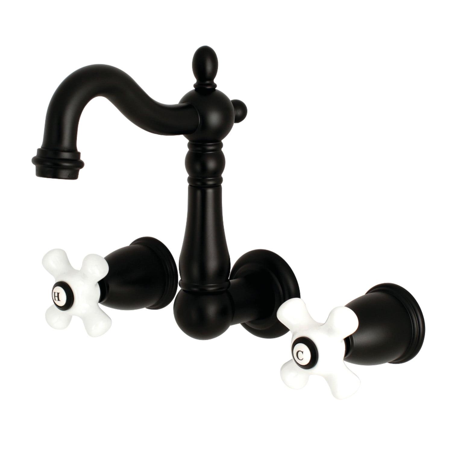 Kingston Brass Heritage Two-Handle 3-Hole Wall Mount Bathroom Faucet