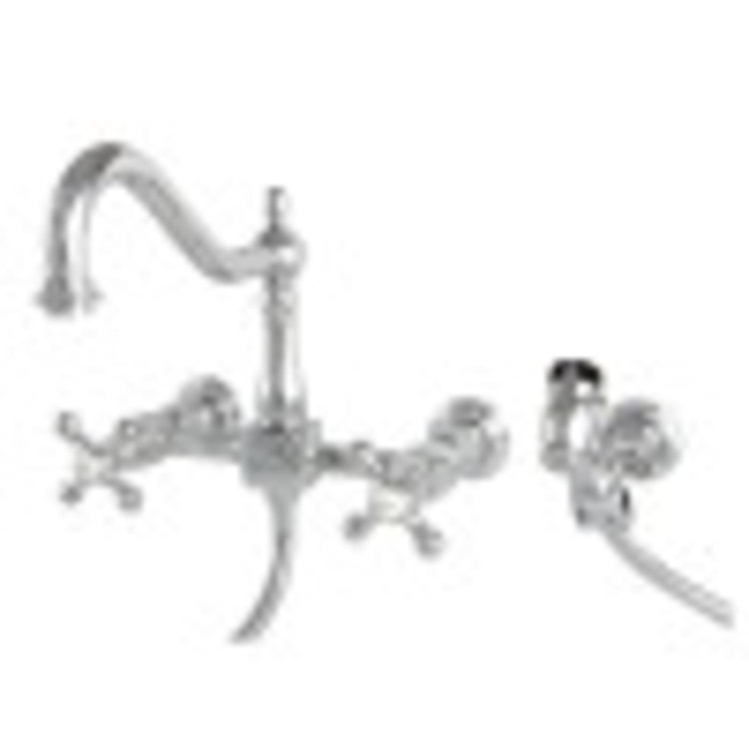 Polished Chrome Wall Mount Kitchen Faucet with Brass Sprayer