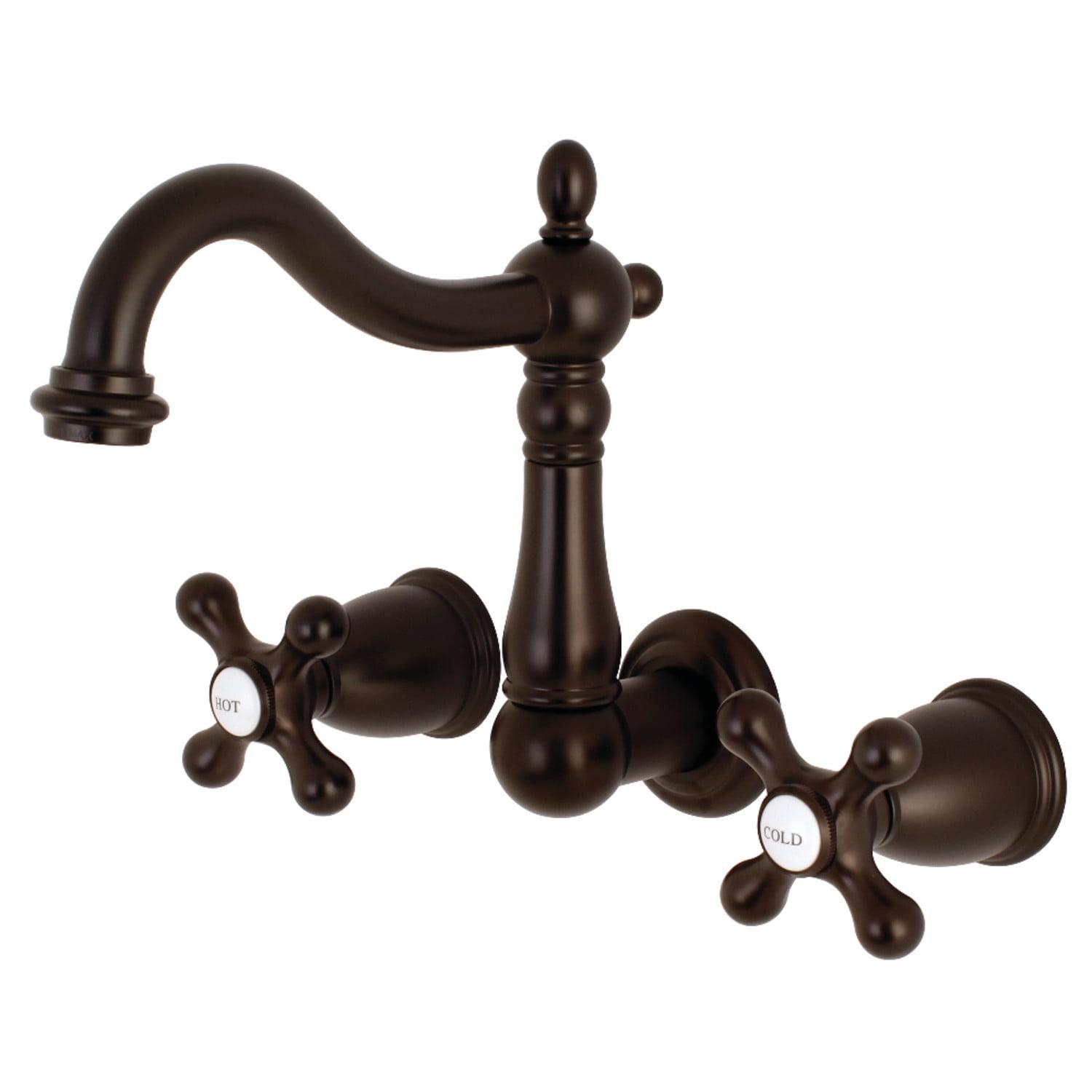 Kingston Brass Heritage Two-Handle 3-Hole Wall Mount Bathroom Faucet