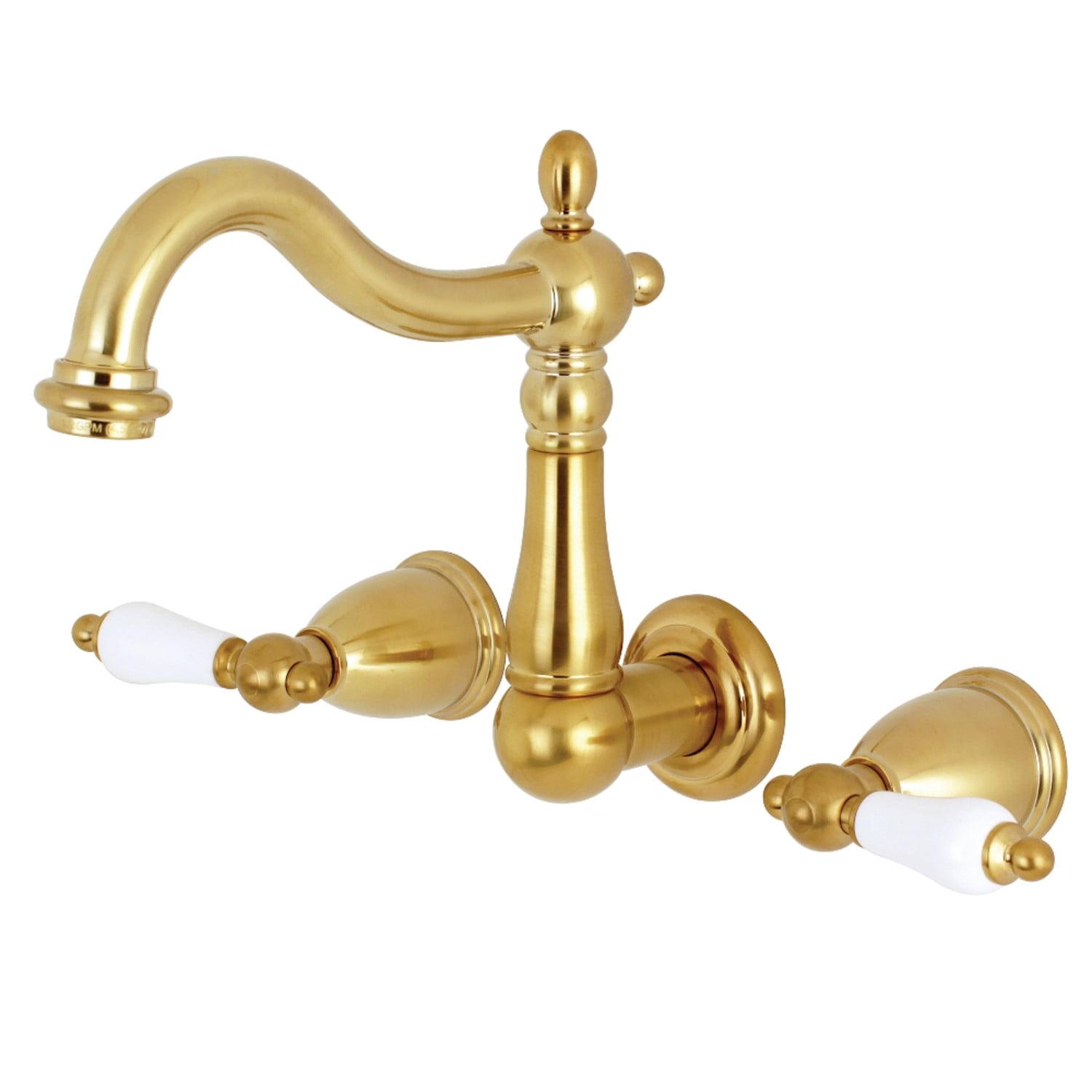 Brushed Brass 8-Inch Center Wall Mount Bathroom Faucet