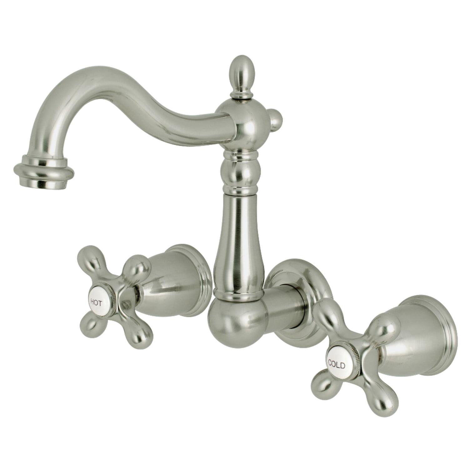 Kingston Brass Heritage Two-Handle 3-Hole Wall Mount Bathroom Faucet