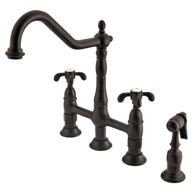 Kingston Brass French Country Two-Handle Deck Mount Bridge Kitchen Faucet