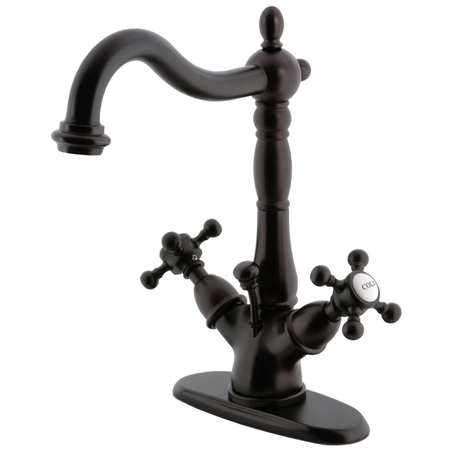 Kingston Brass Vintage Two-Handle 1-or-3 Hole Deck Mount Bathroom Faucet with Brass Pop-Up