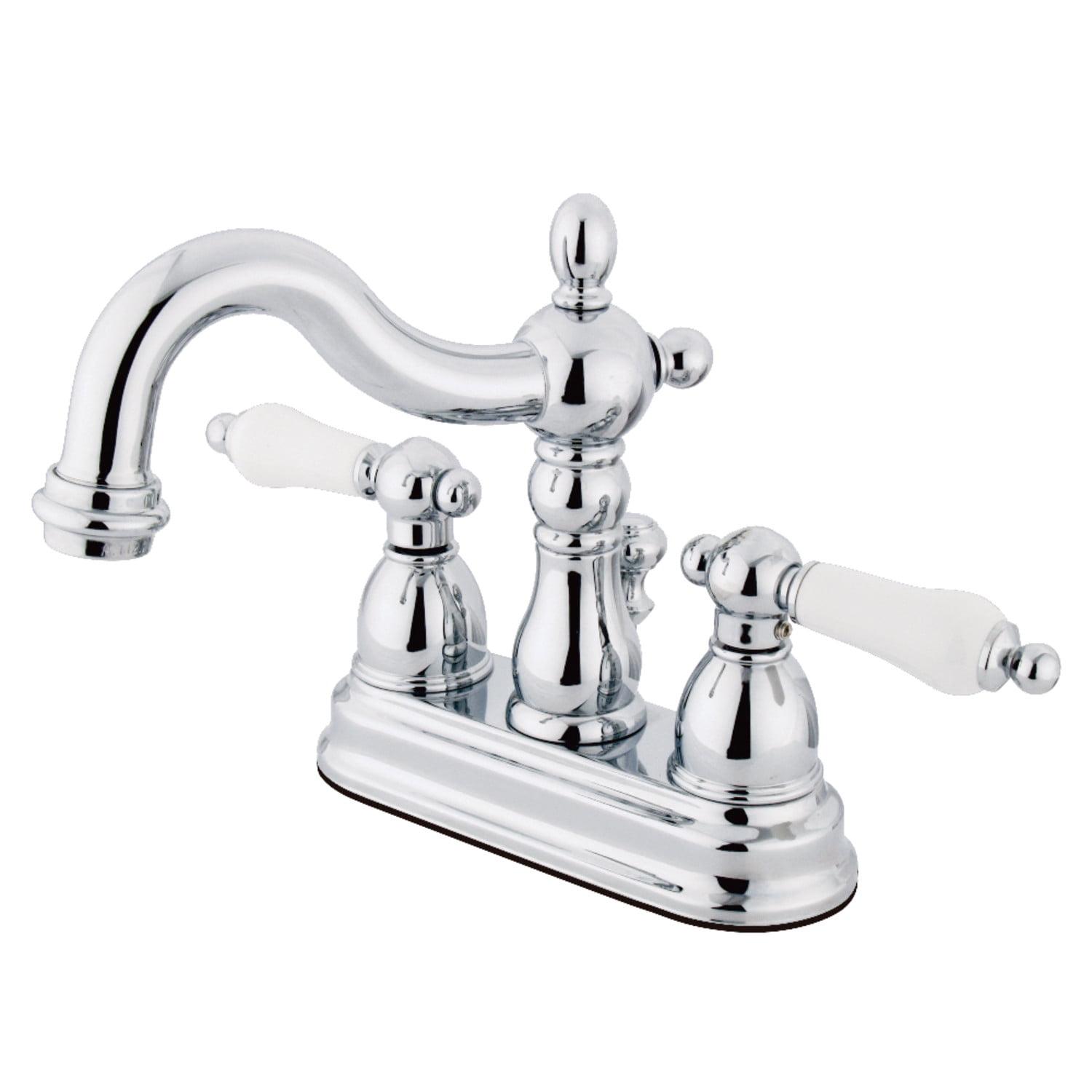 Polished Chrome 4" Centerset Bathroom Faucet with Brass Pop-Up Drain