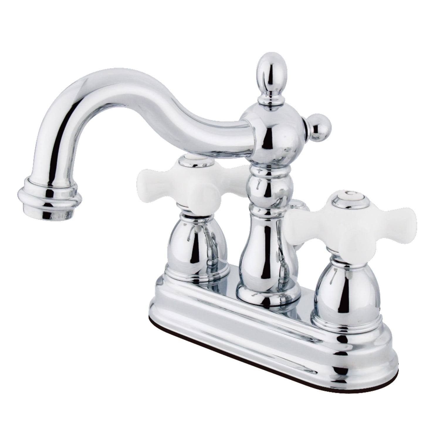 Polished Chrome 4-Inch Centerset Bathroom Faucet with Brass Construction