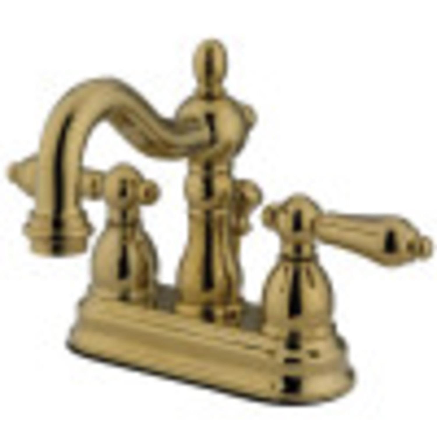 Polished Brass 4-Inch Centerset Lavatory Faucet with Pop-Up Drain