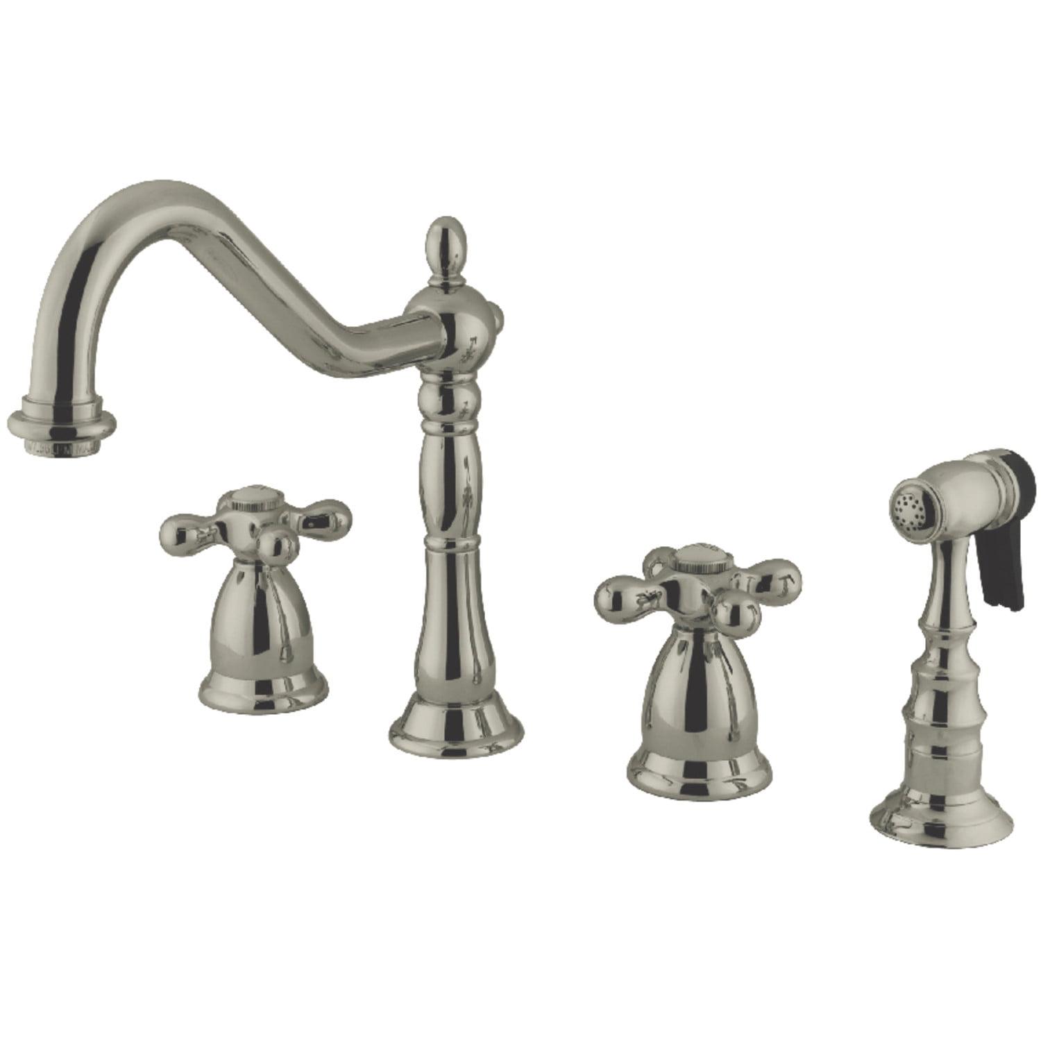 Elegant Widespread Brushed Nickel Kitchen Faucet with Traditional Side Spray