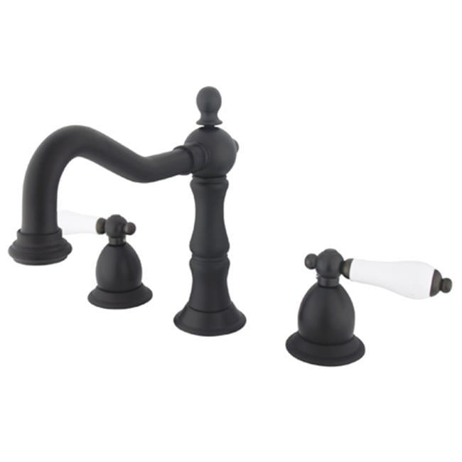 Kingston Brass Heritage Two-Handle 3-Hole Deck Mount Widespread Bathroom Faucet with Brass Pop-Up Drain