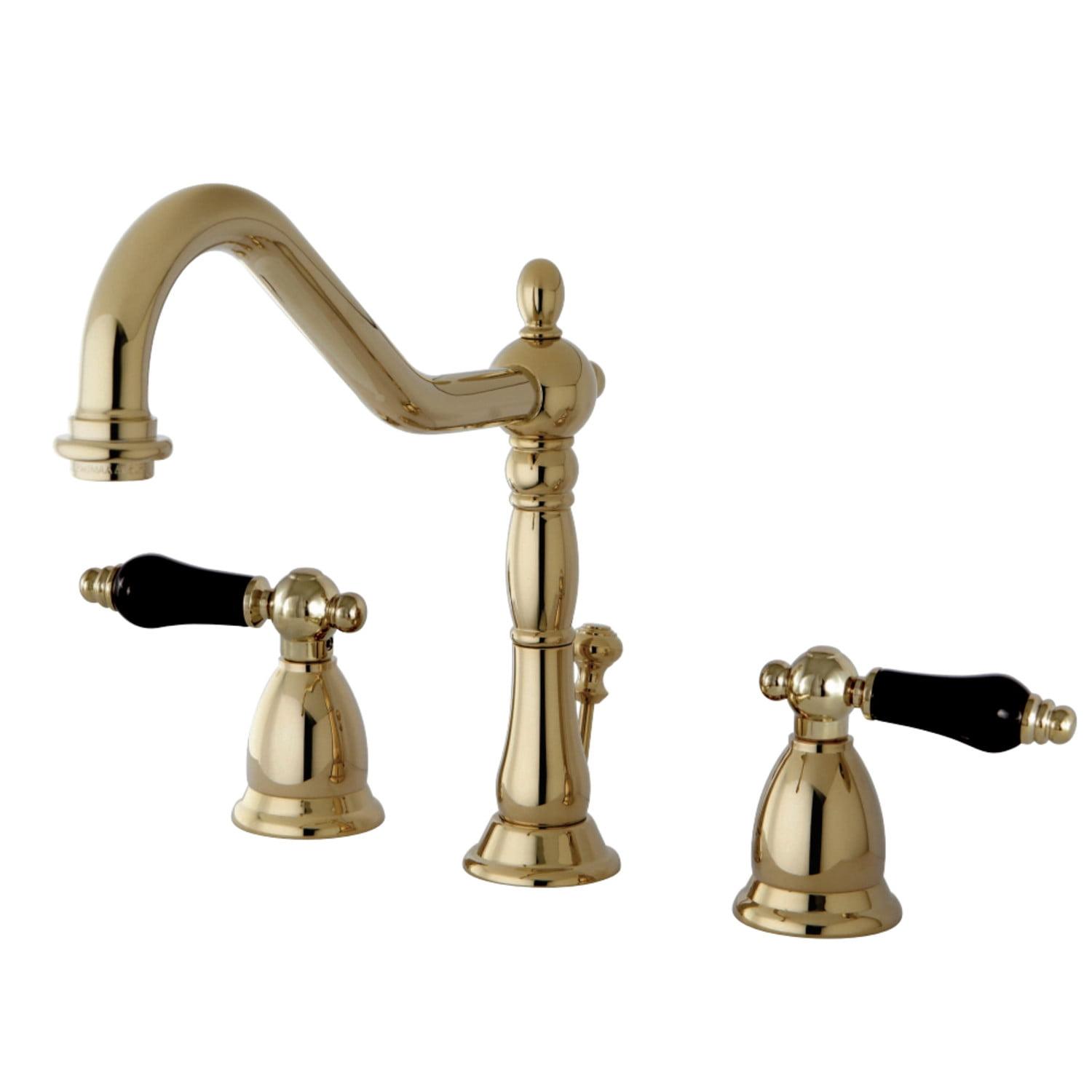 Duchess Polished Brass Widespread Bathroom Faucet with Porcelain Handles