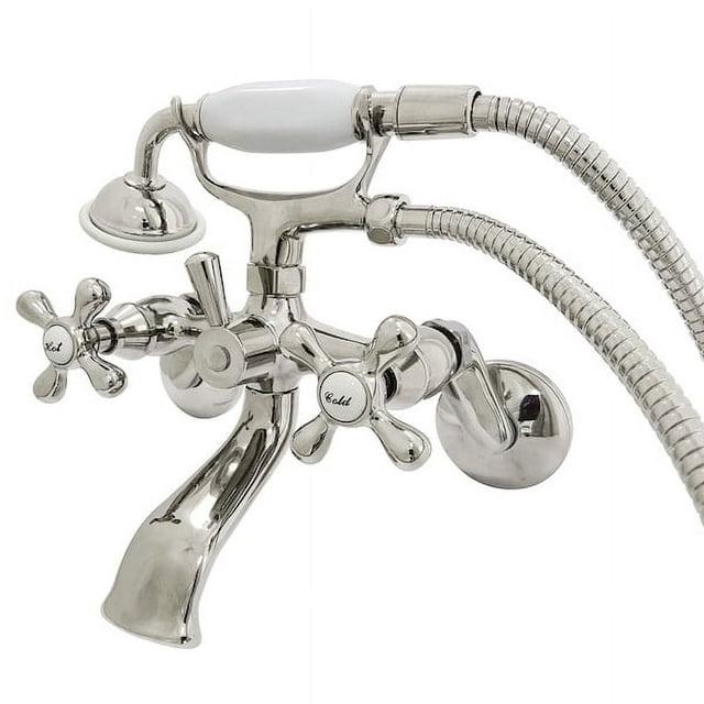 Kingston Brass Kingston Brass Kingston Two-Handle 2-Hole Wall Mount Clawfoot Tub Faucet with Hand Shower KS266AC