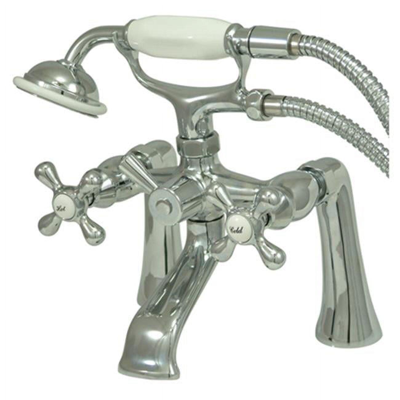 Kingston Brass Kingston Three-Handle 2-Hole Deck Mount Clawfoot Tub Faucet with Hand Shower