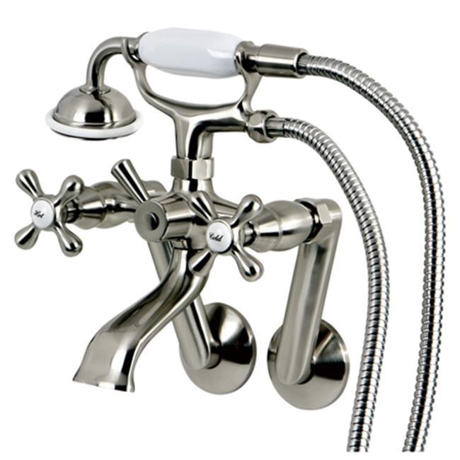 Kingston Brass Kingston Three-Handle 2-Hole Tub Wall Mount Clawfoot Tub Faucet with Hand Shower