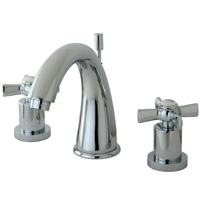Kingston Brass Millennium Two-Handle 3-Hole Deck Mount Widespread Bathroom Faucet with Brass Pop-Up Drain