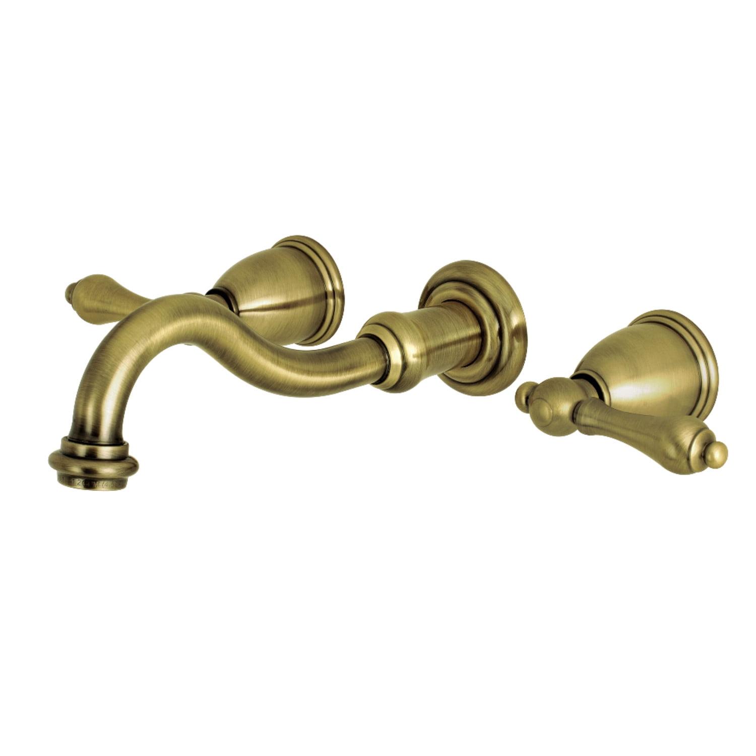 Vintage Brass 8-Inch Wall Mount Bathroom Faucet