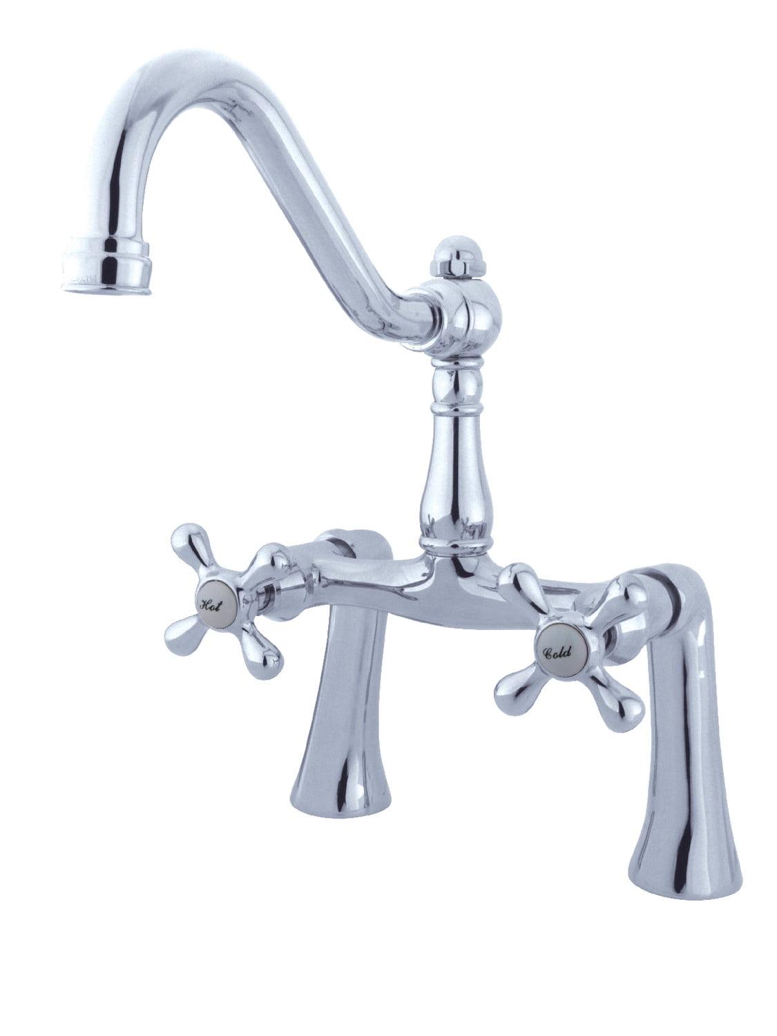 Polished Chrome Deck Mount Clawfoot Tub Faucet with Hand Shower