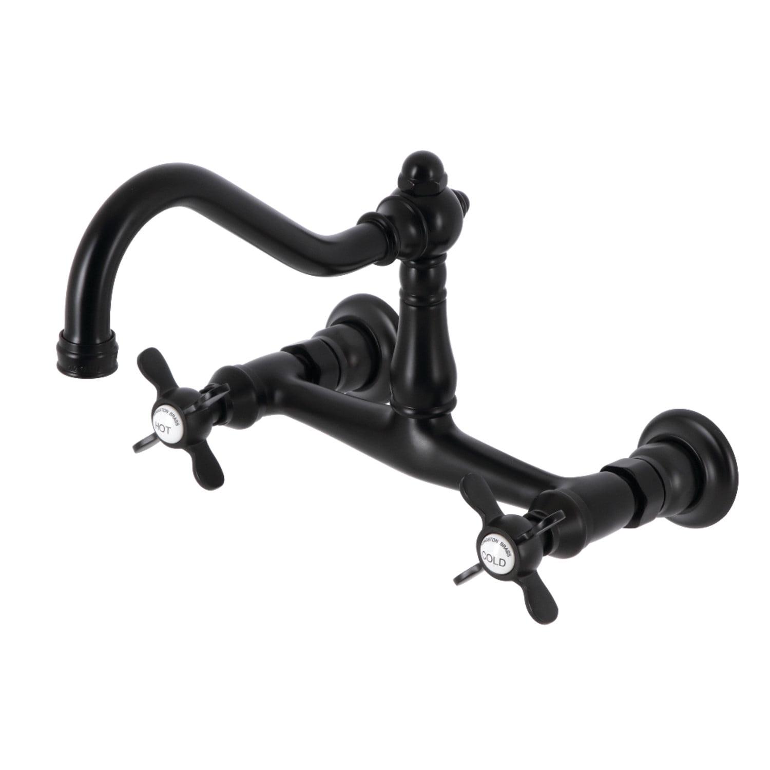 Essex Victorian Era Inspired Wall Mount Bathroom Faucet in Matte Black