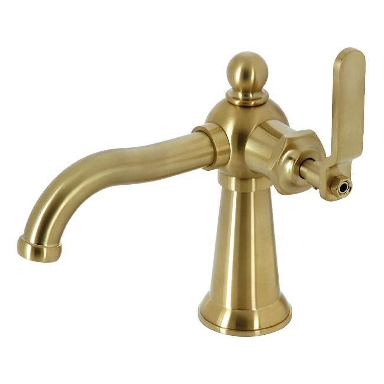 Brushed Brass Single Handle Bathroom Faucet with Drain Assembly