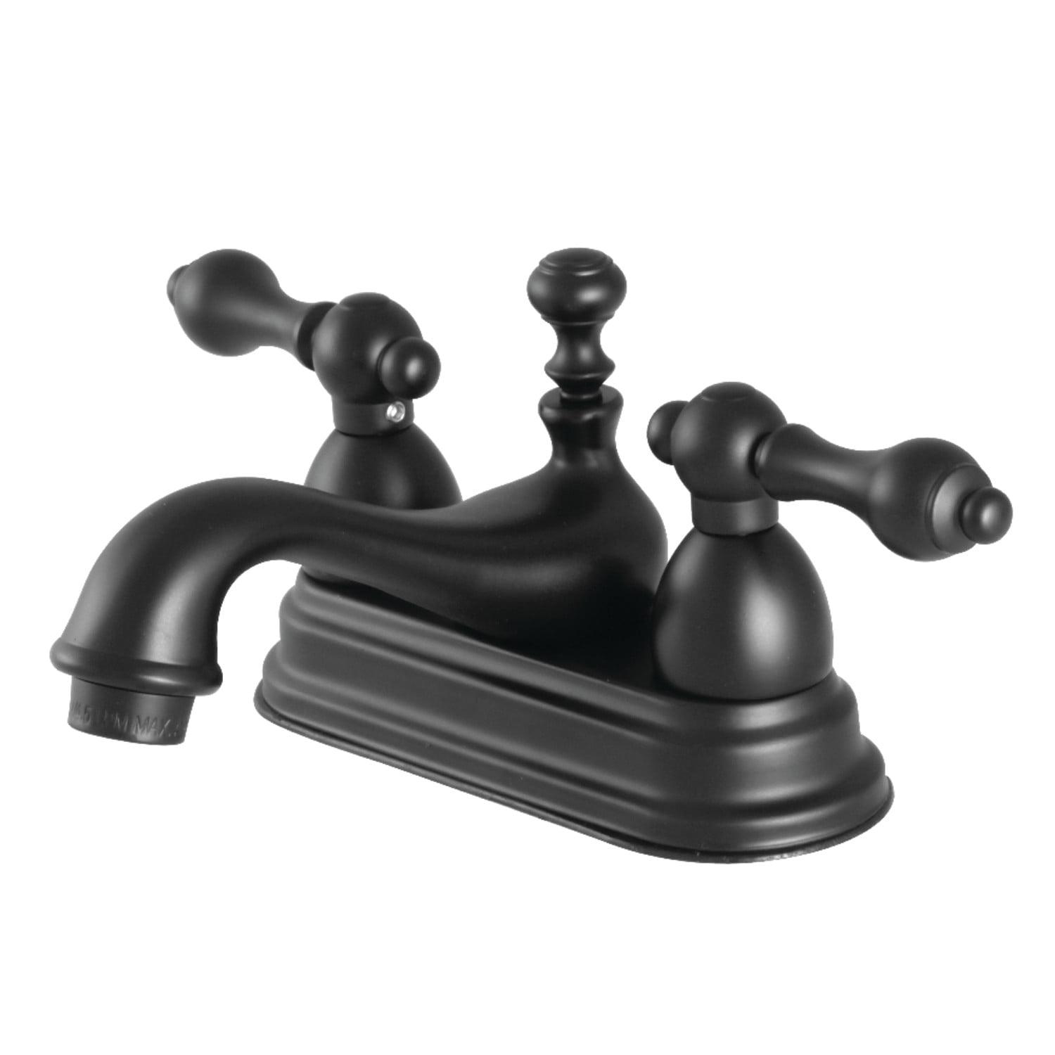 Elegant Matte Black 4" Centerset Bathroom Faucet with Drain Assembly