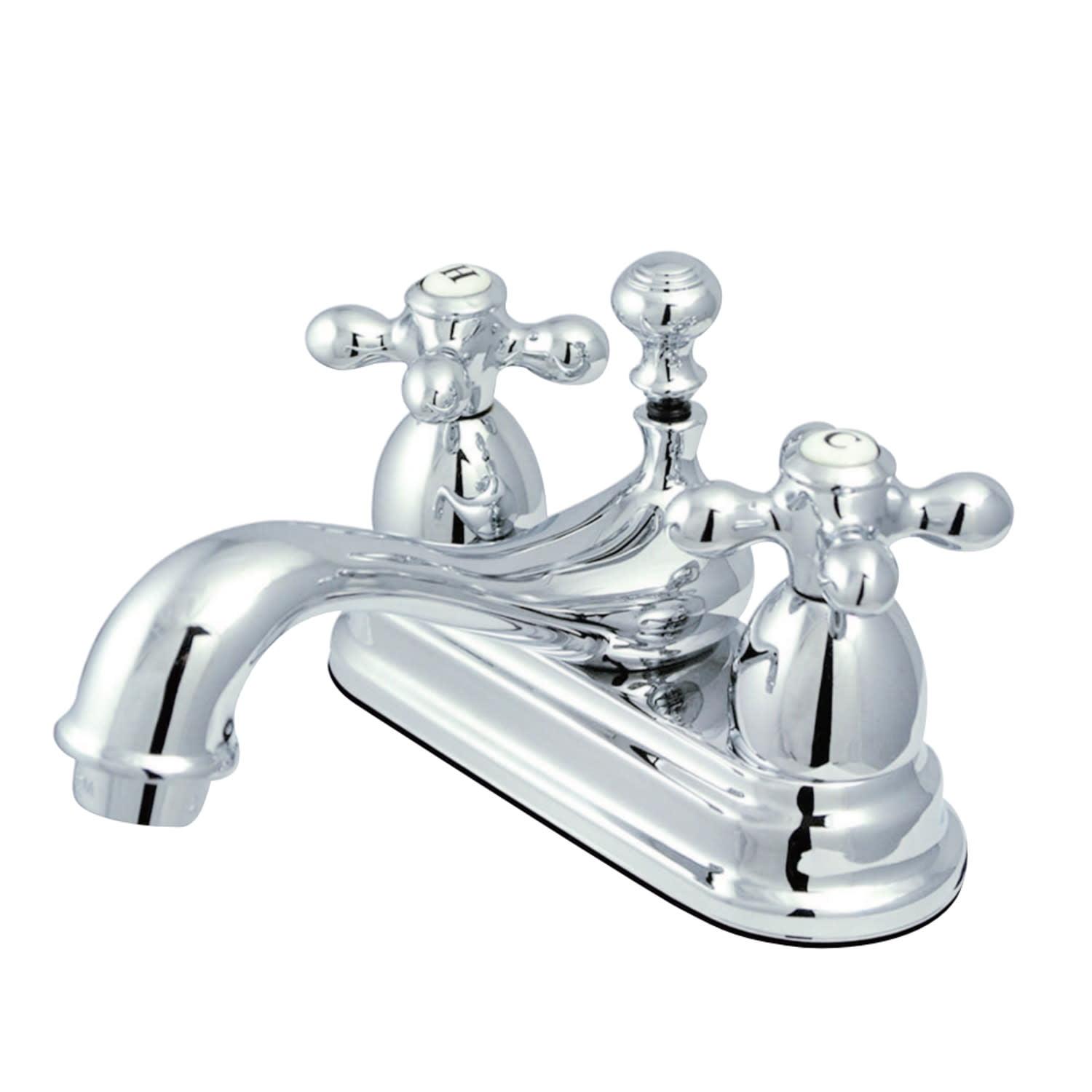 Polished Chrome Traditional Centerset Bathroom Faucet with Drain Assembly