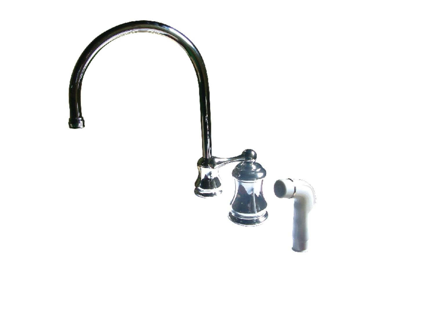 Kingston Brass Restoration Single-Handle 3-Hole Widespread Kitchen Faucet with Plastic Sprayer